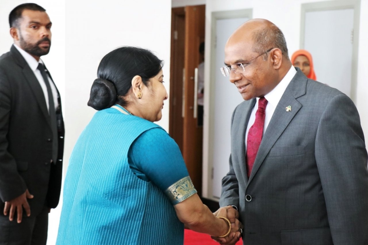 އިންޑިއާގެ ފޮރިން މިނިސްޓާ ސުޝްމާ ސްވަރާޖް ރާއްޖެއަށް ވަޑައިގަތުން