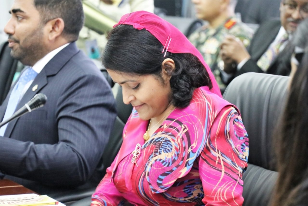 އިންޑިއާގެ ފޮރިން މިނިސްޓާ ސުޝްމާ ސްވަރާޖް ރާއްޖެއަށް ވަޑައިގަތުން