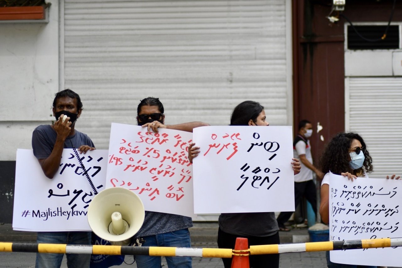 މަޖިލިސް ހޭލައްވަން ގޮވާލައި ނަވާނަވައިން ކުރި މުޒާހަރާ