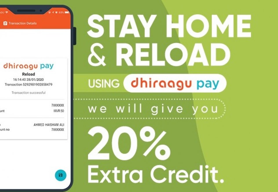 Dhiraagu pay: Ithuru credit, discount adhi cashback offer thakeh