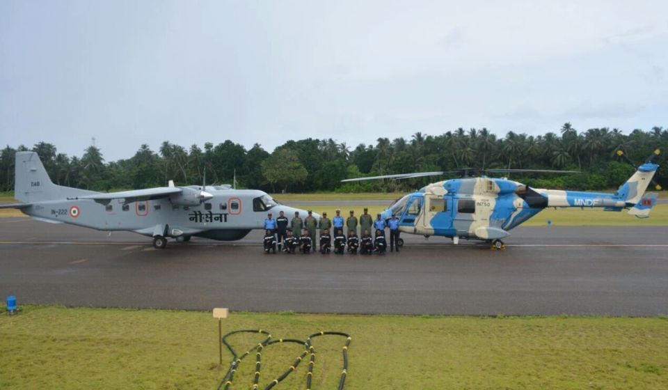 MNDF ah neyngi helicopter gai dhathureh kuri vaahaka India in dhogu koffi