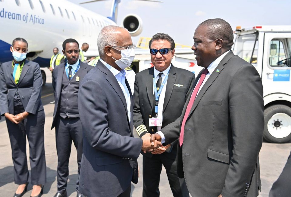 President Solih arrives in Rwanda to attend 26th CHOGM