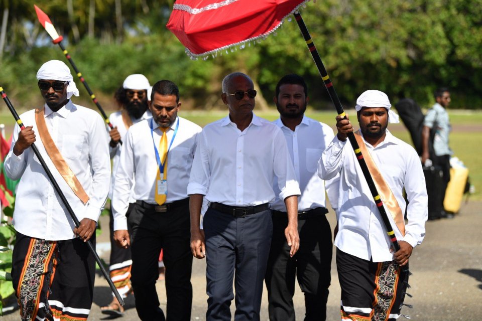 President arrives in L. Gan for the third “Viavathi Raajje” conference