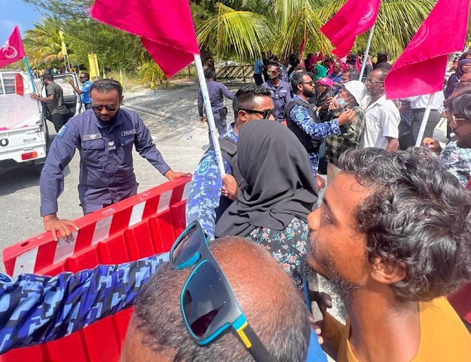Two arrested in Thinadhoo following protests amid President's trip