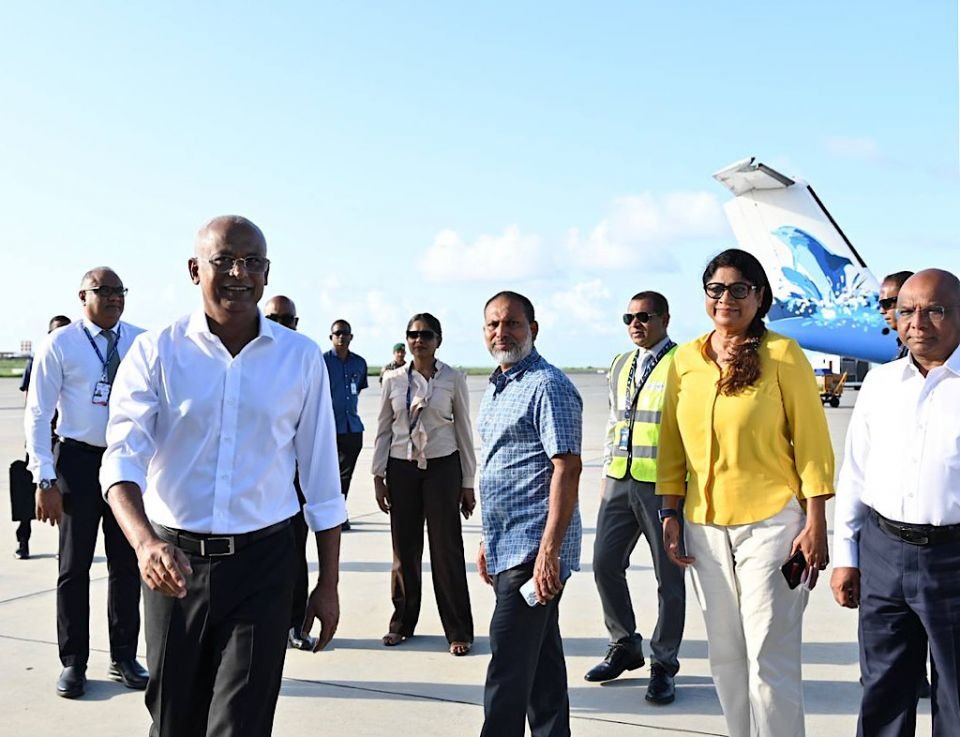President Solih departs to Shaviyani Atoll for election campaign