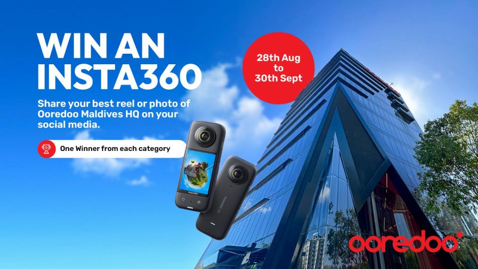 Ooredoo headquarters ge photo adhi video share kohggen insta360 camera eh libey mubaaraatheh!