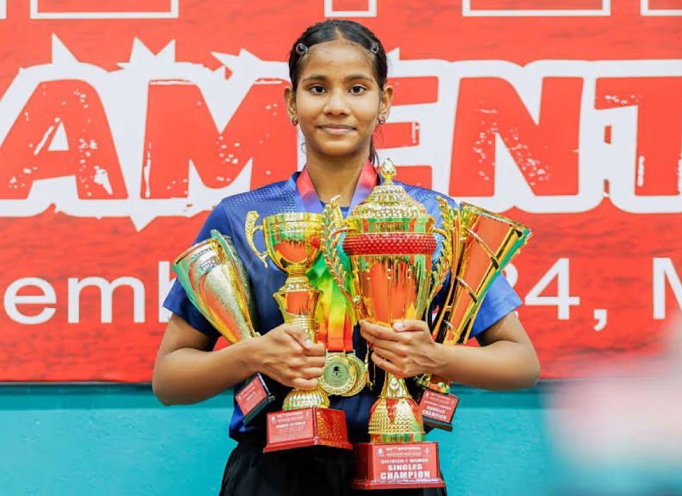 Gaumee table tennis mubaaraathuge champion kan jehijehigen 5 vana faharah Dheema hoadhaifi