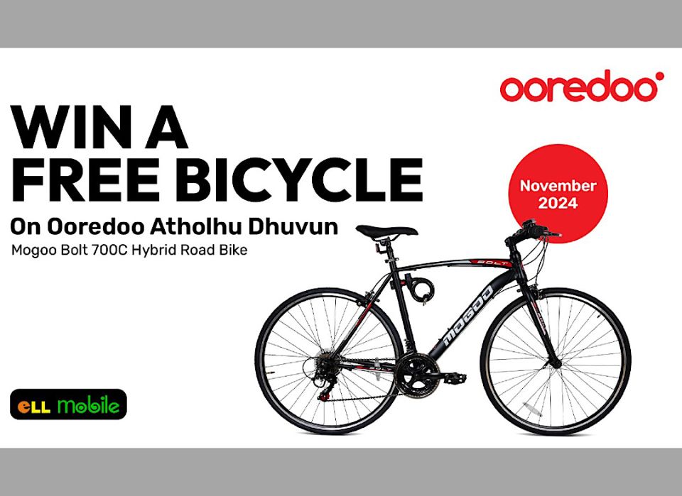 Ooredoo atholhu dhuvun: November mahu ehvvana ah dhaafaraathah hybrid road bicyle eh