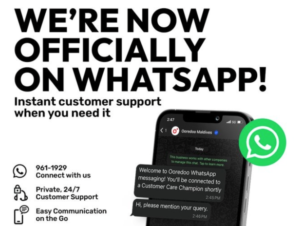 Ooredoo Maldives ge verified whatsapp account launch koffi