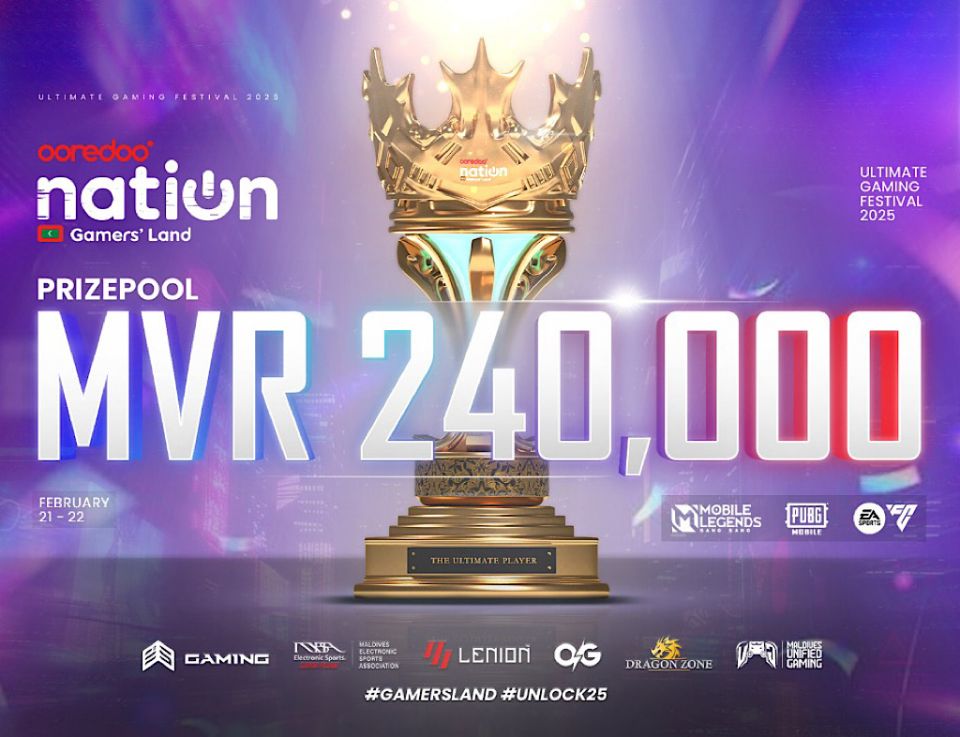 240,000 rufiyaage prize pool akaaeku Ooredoo ge ultimate gaming festival baahvanee