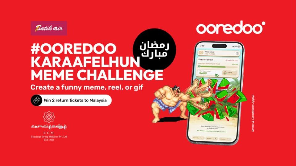 Ooredoo karaa falhaa meme hissaa kohgen Malaysia dhekolhu ticket hoadhi dhaane