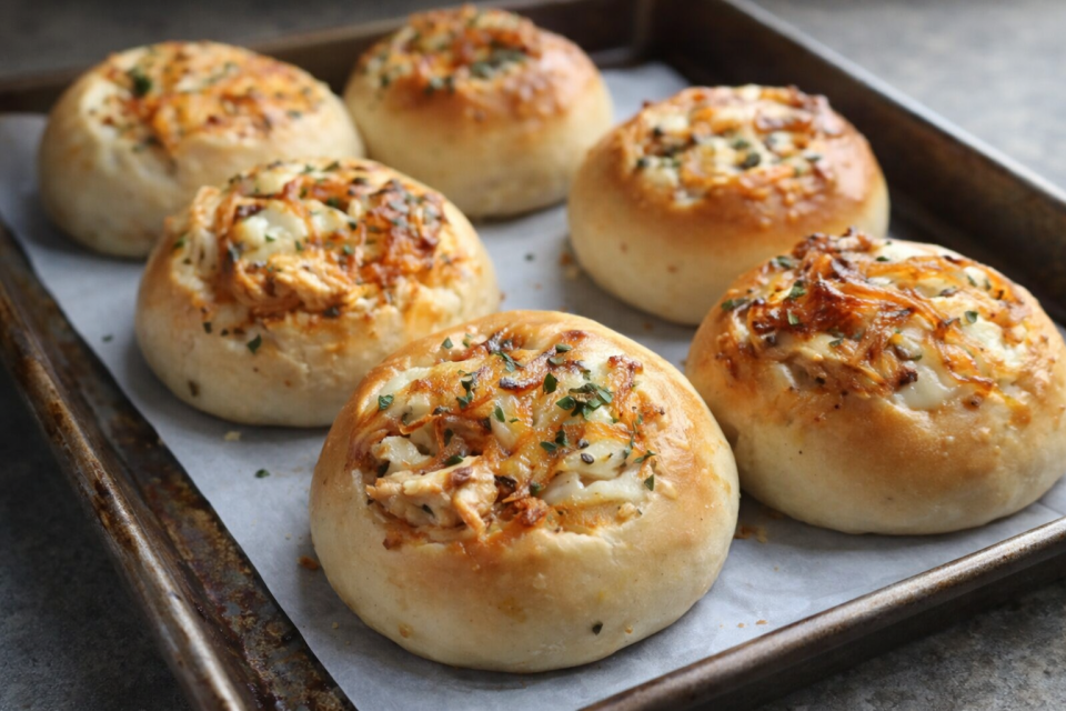 Press badhige: Spicy chicken buns with cheese 