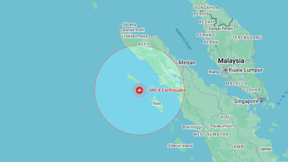 Sumatra ah 6.1 magnitudege binhelumeh athuvejje, raajjeah seedha nurakkaleh neiy