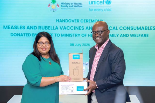 UNICEF in raajje ah himabihi vaccine ge 28,000  dose hadhiyaakohffi