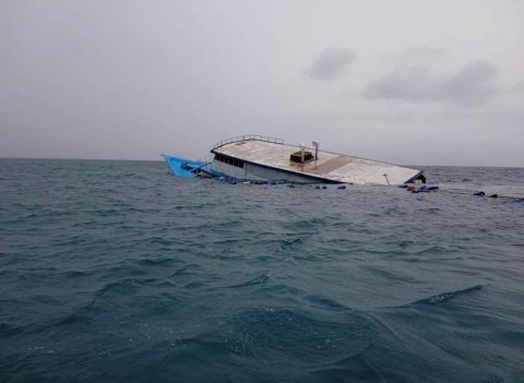 Boat with 48 onboard runs aground on Gaafaru reef and sinks