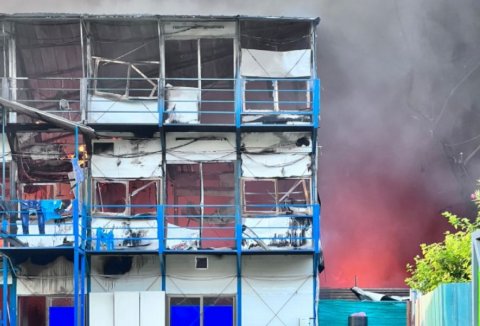 Neelan fihaara fire: Blaze engulfs migrant accommodation block