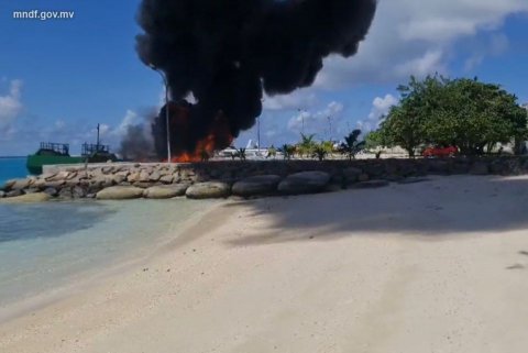 Two injured in a fire aboard a vessel in Thinadhoo