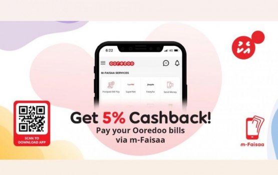 Ooredoo offers 5 percent cash back for payments made via m-Faisaa