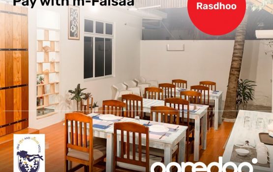 m-Faisaa in Rasdhoo ge Fins dive and leisure hotel ah faisaa dhekkeyne