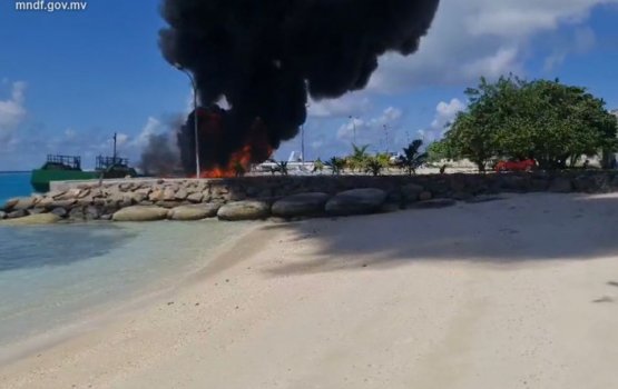 Two injured in a fire aboard a vessel in Thinadhoo