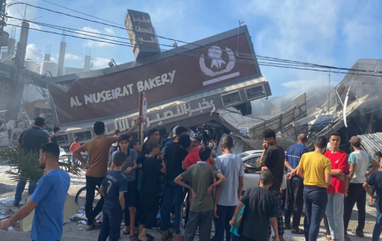 Palestine ge Nuseirat camp ge bakery akah bomb alhaifi