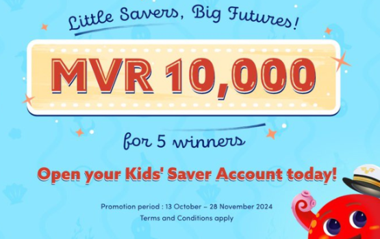 Kids saver account ah heyo badhalu thakeh genes, 5 faraathakah 10,000 rufiya libey promotion eh BML in fashaifi