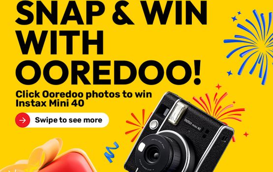Ooredoo logo himeney photo eh nagaigen instax mini 40 camera eh hoadhumuge furusathu 